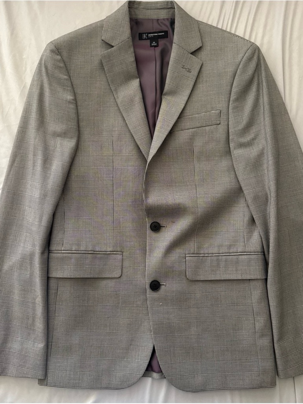 INC International Concepts Men's Gray Glen Plaid Blazer with Subtle Check